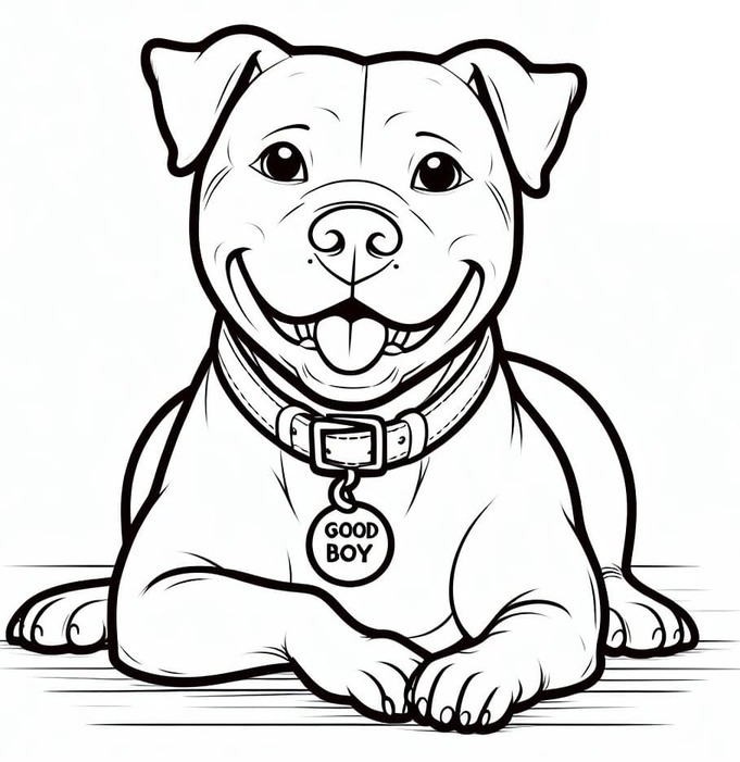 Nakreslete Pitbull k vytisknutí omalovánka