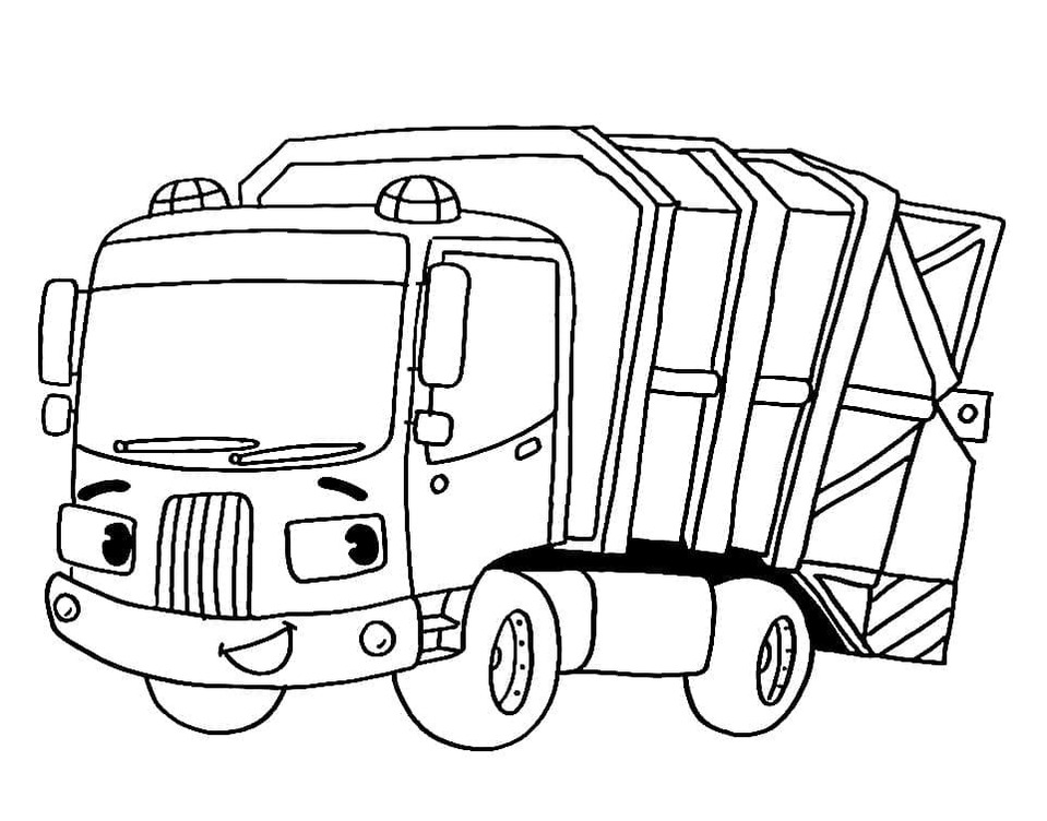 Nakreslete Popelářské Auto zdarma prostý omalovánka