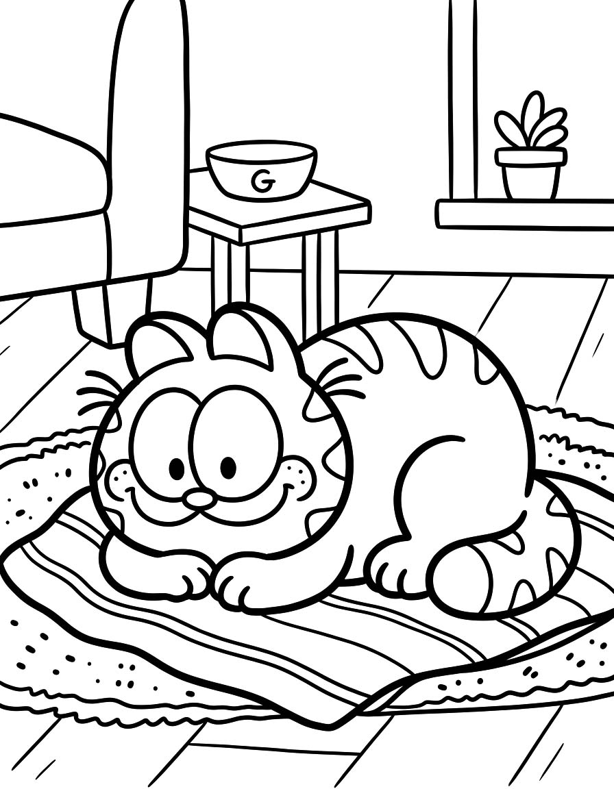Obraz Garfield zdarma omalovánka