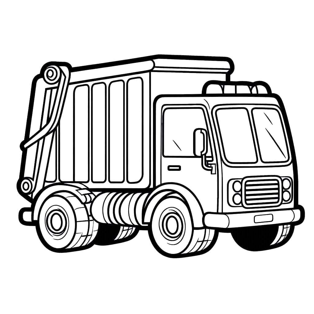 Obraz Popelářské Auto tisknutelné omalovánka