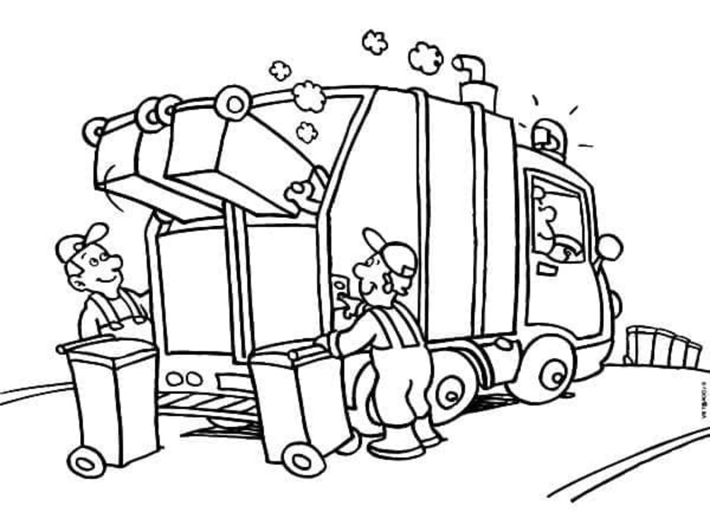 Obraz Popelářské Auto zdarma tisknutelné omalovánka