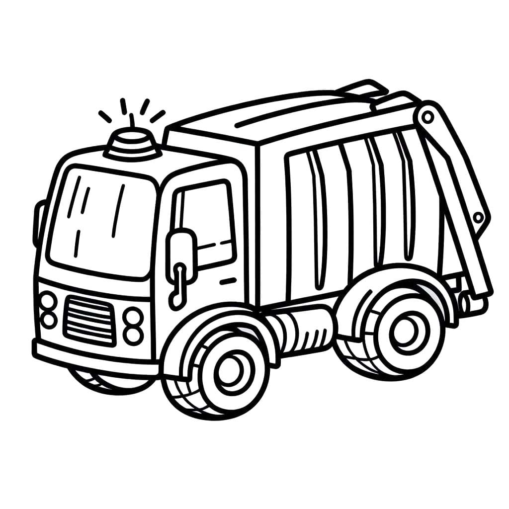 Popelářské Auto zdarma základní tisknutelné omalovánka