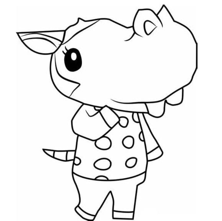 Animal Crossing zdarma snadný tisknutelné omalovánka