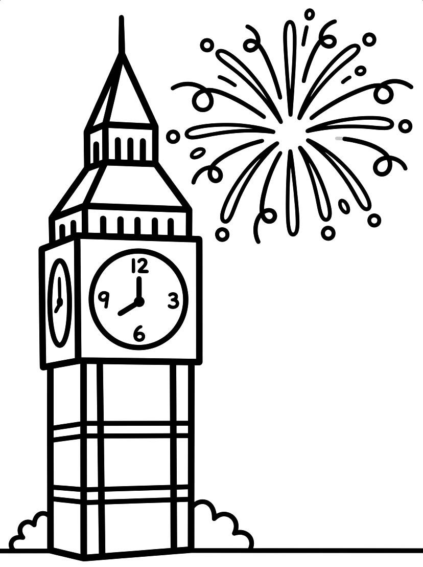 Big Ben k vytisknutí zdarma omalovánka