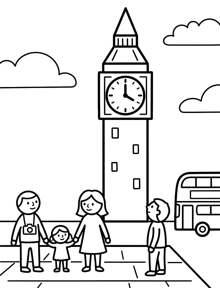 Big Ben k vytisknutí omalovánka