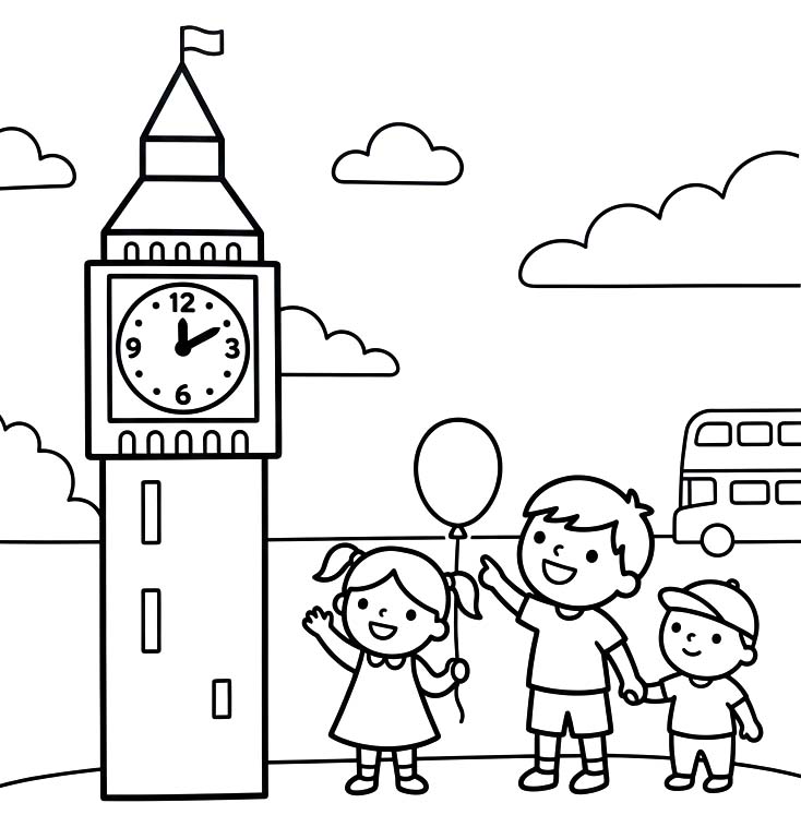 Big Ben pro děti omalovánka