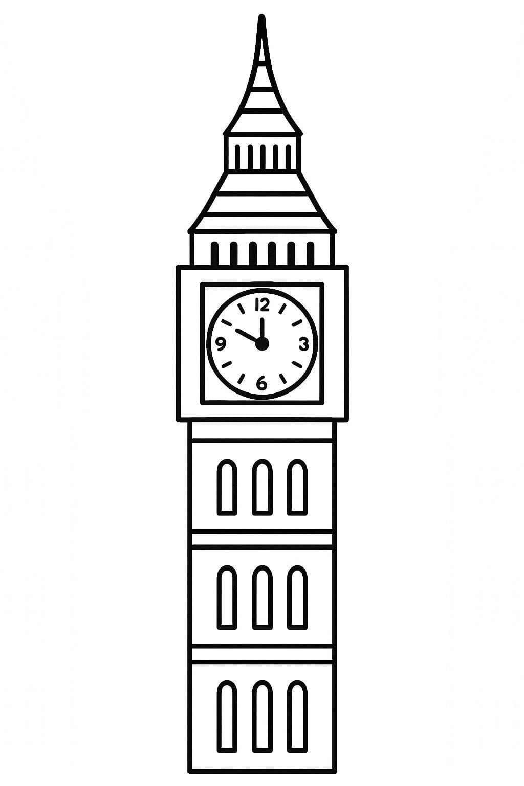 Big Ben snadný tisknutelné omalovánka