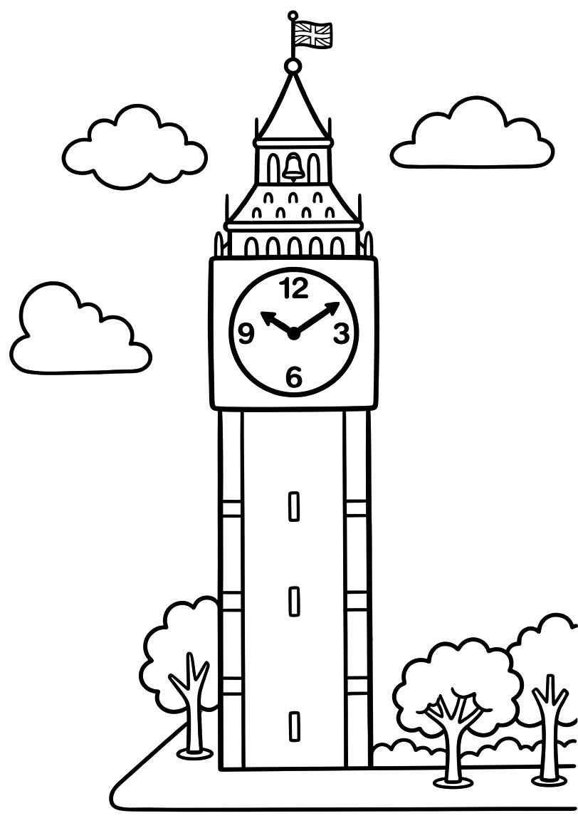 Big Ben tisknutelné omalovánka