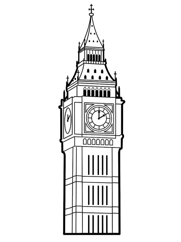 Big Ben zdarma prostý tisknutelné omalovánka