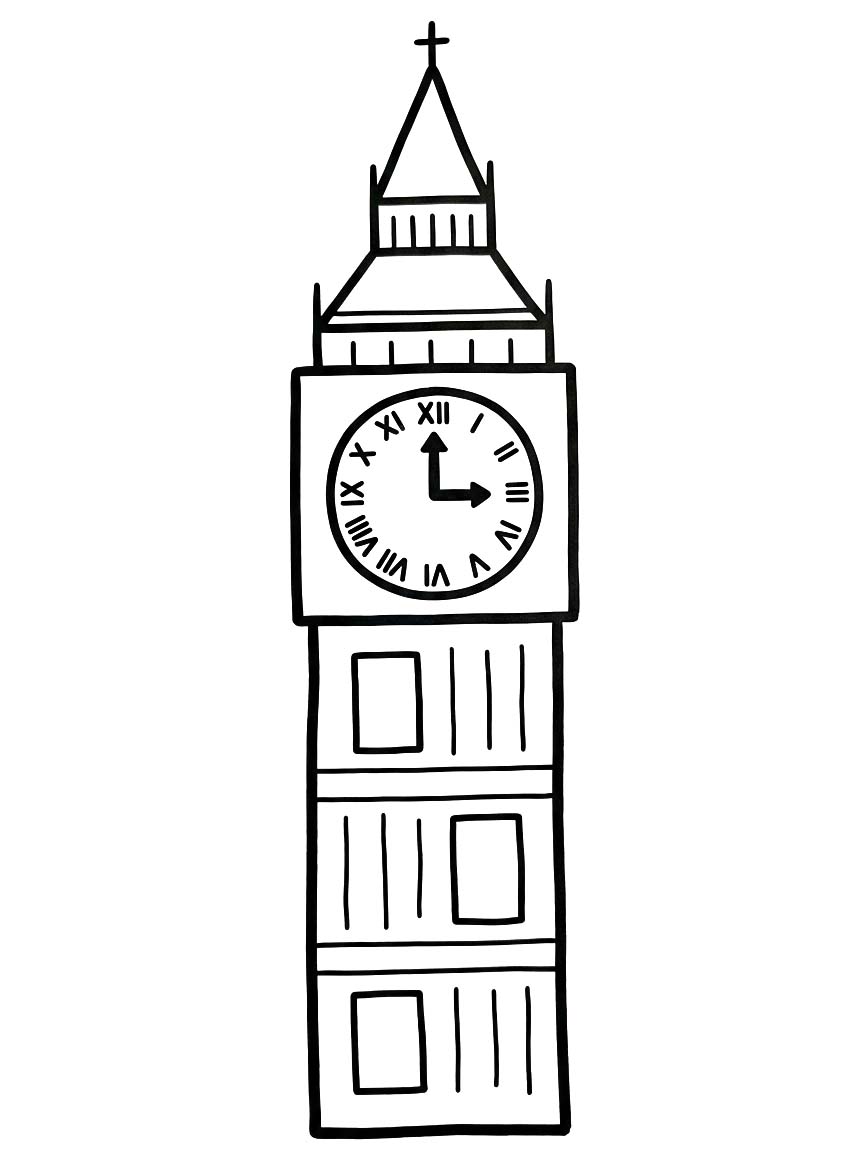 Big Ben zdarma prostý omalovánka