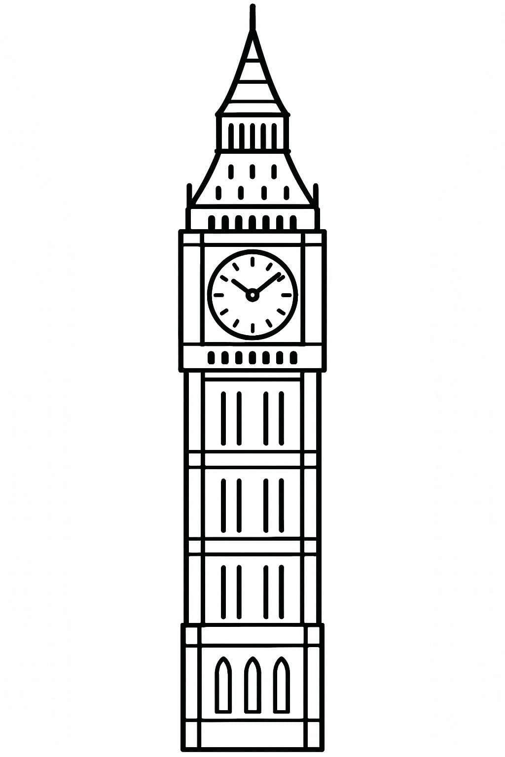 Big Ben zdarma základní tisknutelné omalovánka