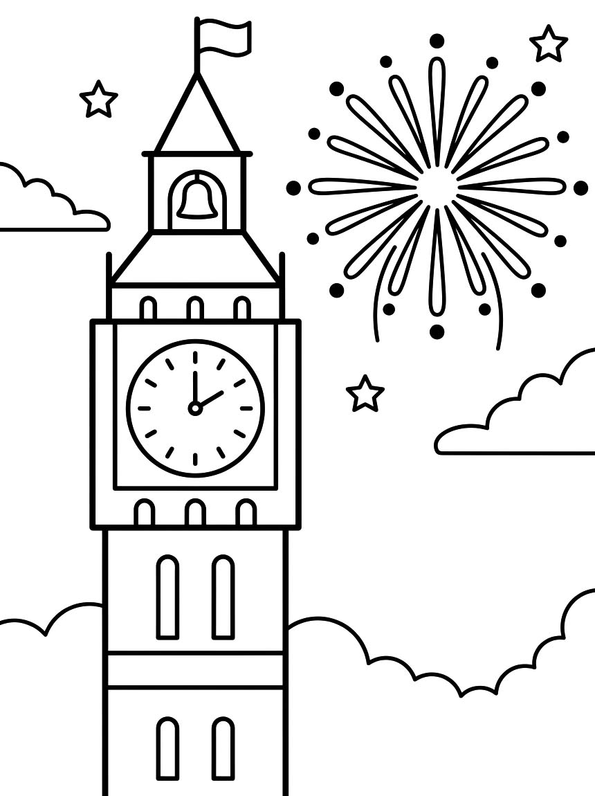 Big Ben zdarma omalovánka