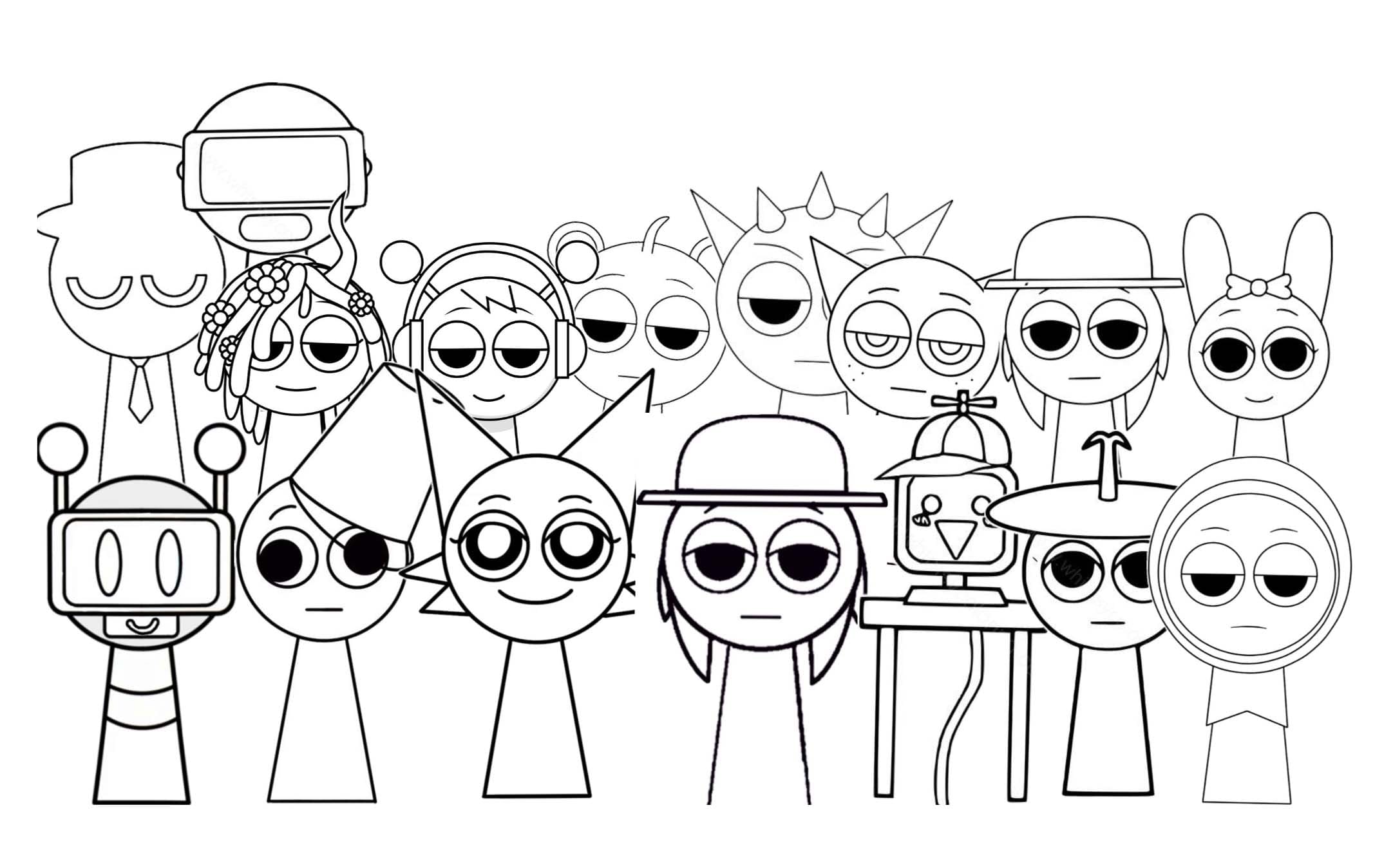 Incredibox Sprunki k vytisknutí omalovánka