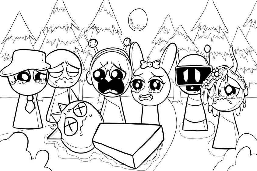 Incredibox Sprunki zdarma snadný tisknutelné omalovánka
