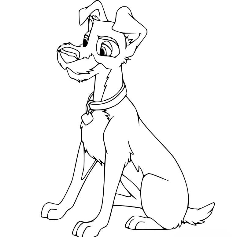 Lady a Tramp tisknutelné pro děti omalovánka
