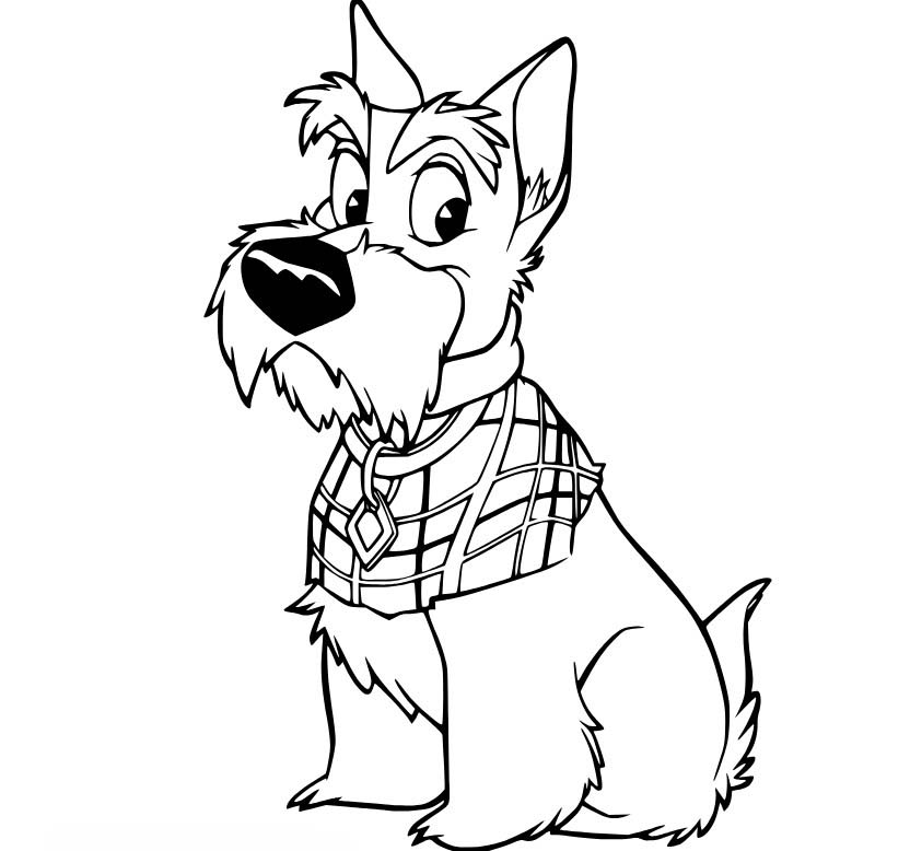 Lady a Tramp zdarma pro děti omalovánka