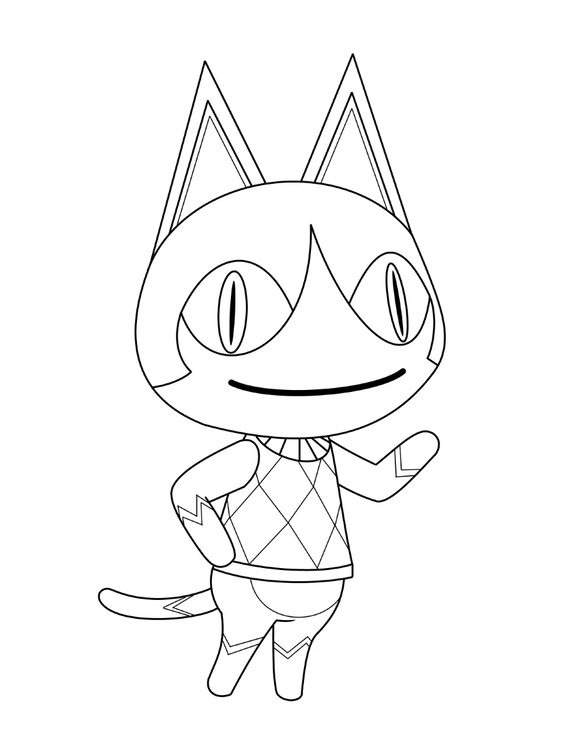 Nakreslete Animal Crossing zdarma snadný tisknutelné omalovánka