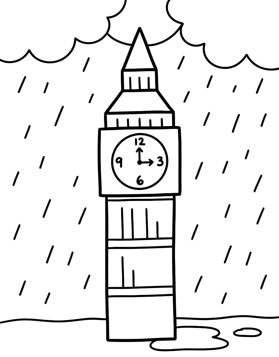 Nakreslete Big Ben k vytisknutí omalovánka