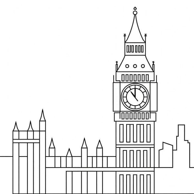 Nakreslete Big Ben pro děti omalovánka