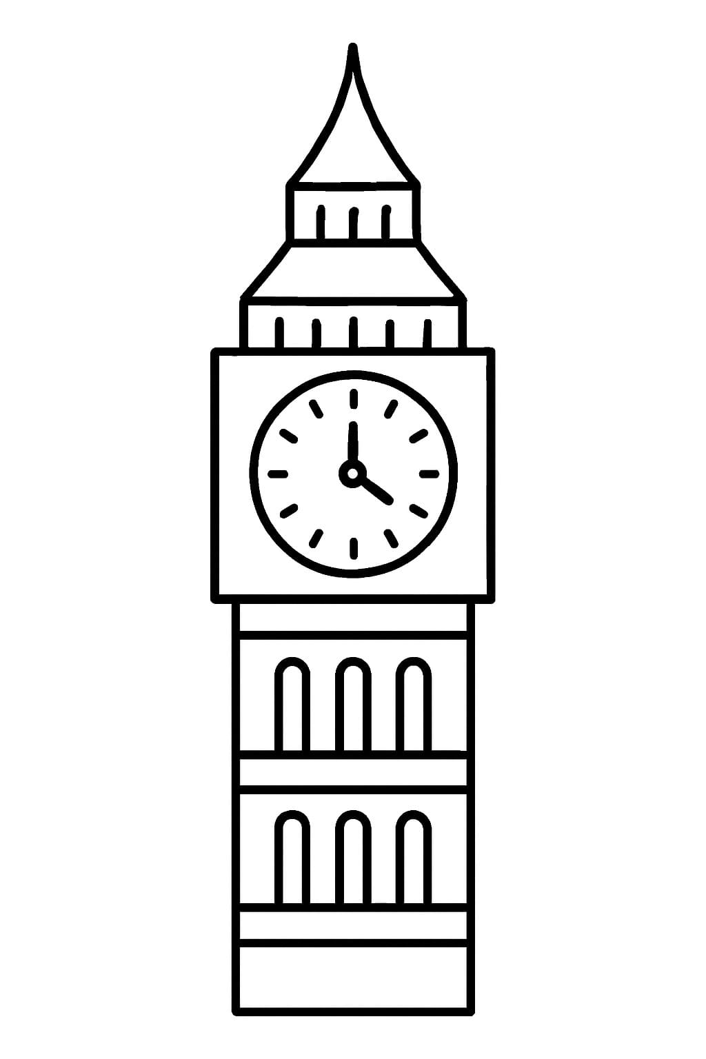 Nakreslete Big Ben prostý tisknutelné omalovánka