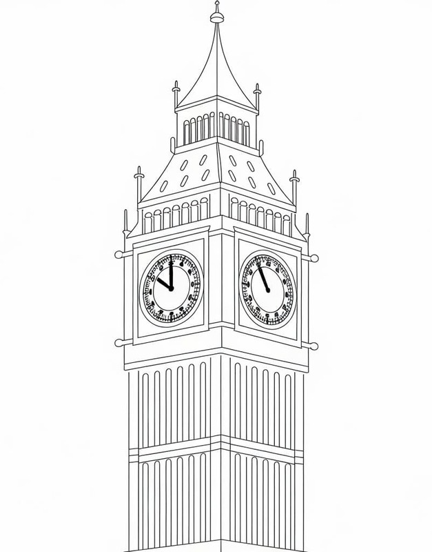 Nakreslete Big Ben prostý omalovánka