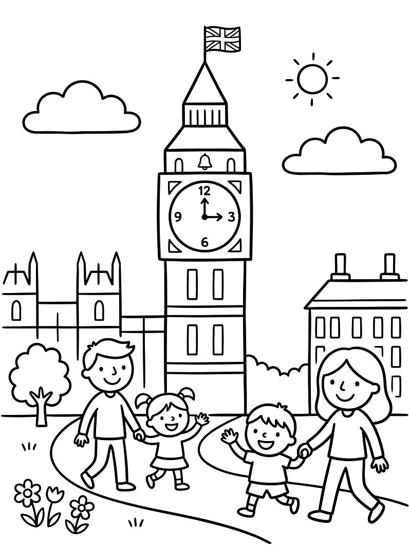 Nakreslete Big Ben snadný tisknutelné omalovánka