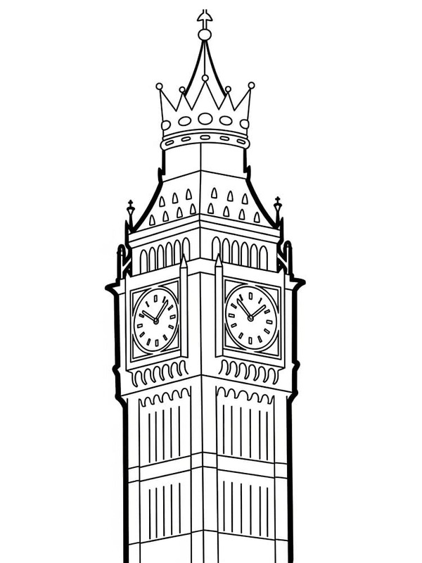 Nakreslete Big Ben zdarma pro děti omalovánka