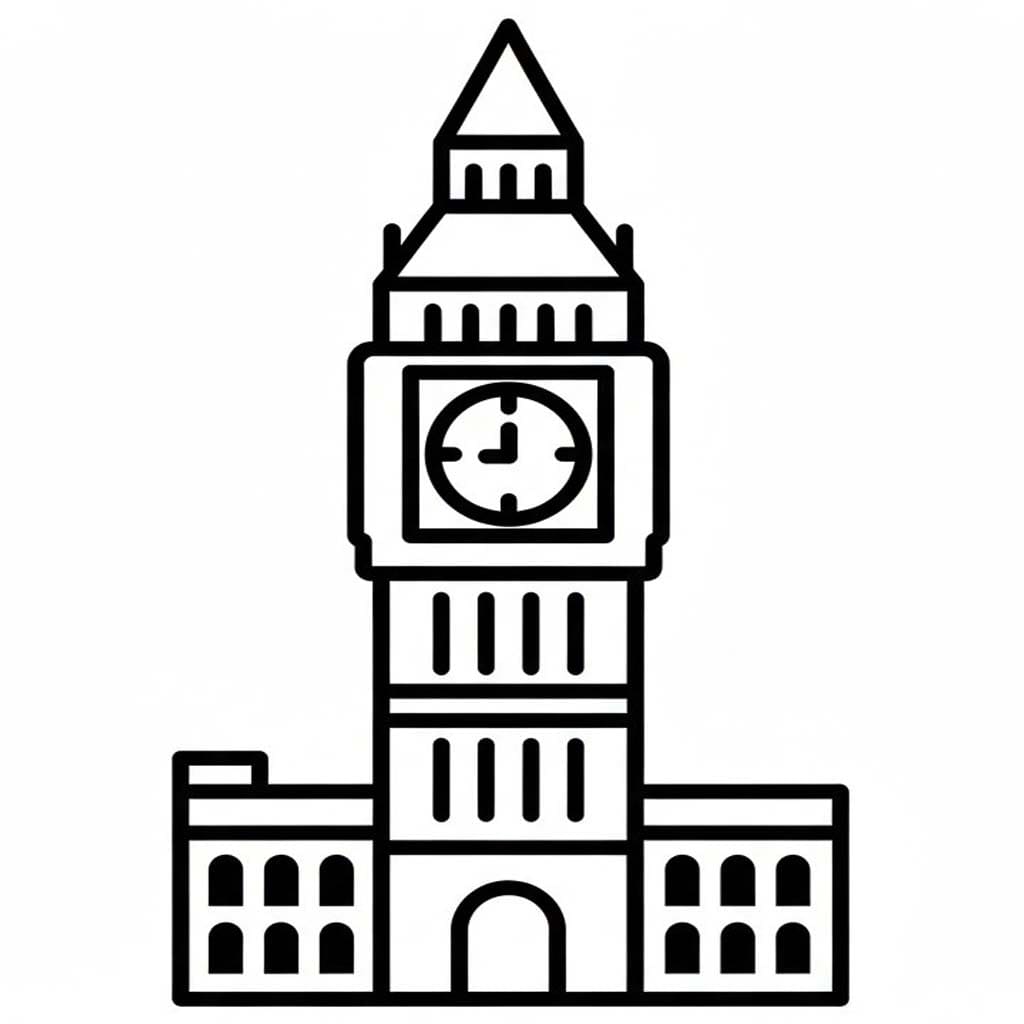 Nakreslete Big Ben zdarma prostý tisknutelné omalovánka