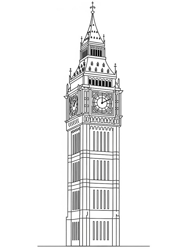 Nakreslete Big Ben zdarma prostý omalovánka