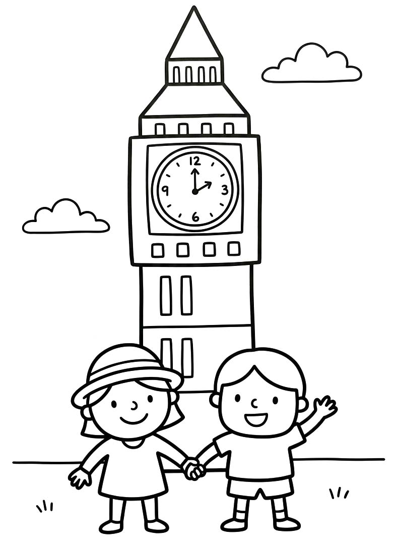 Nakreslete Big Ben zdarma základní omalovánka