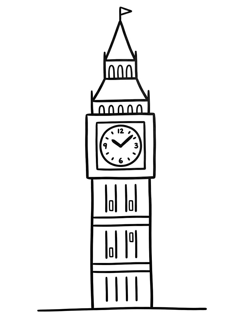 Nakreslete Big Ben zdarma omalovánka