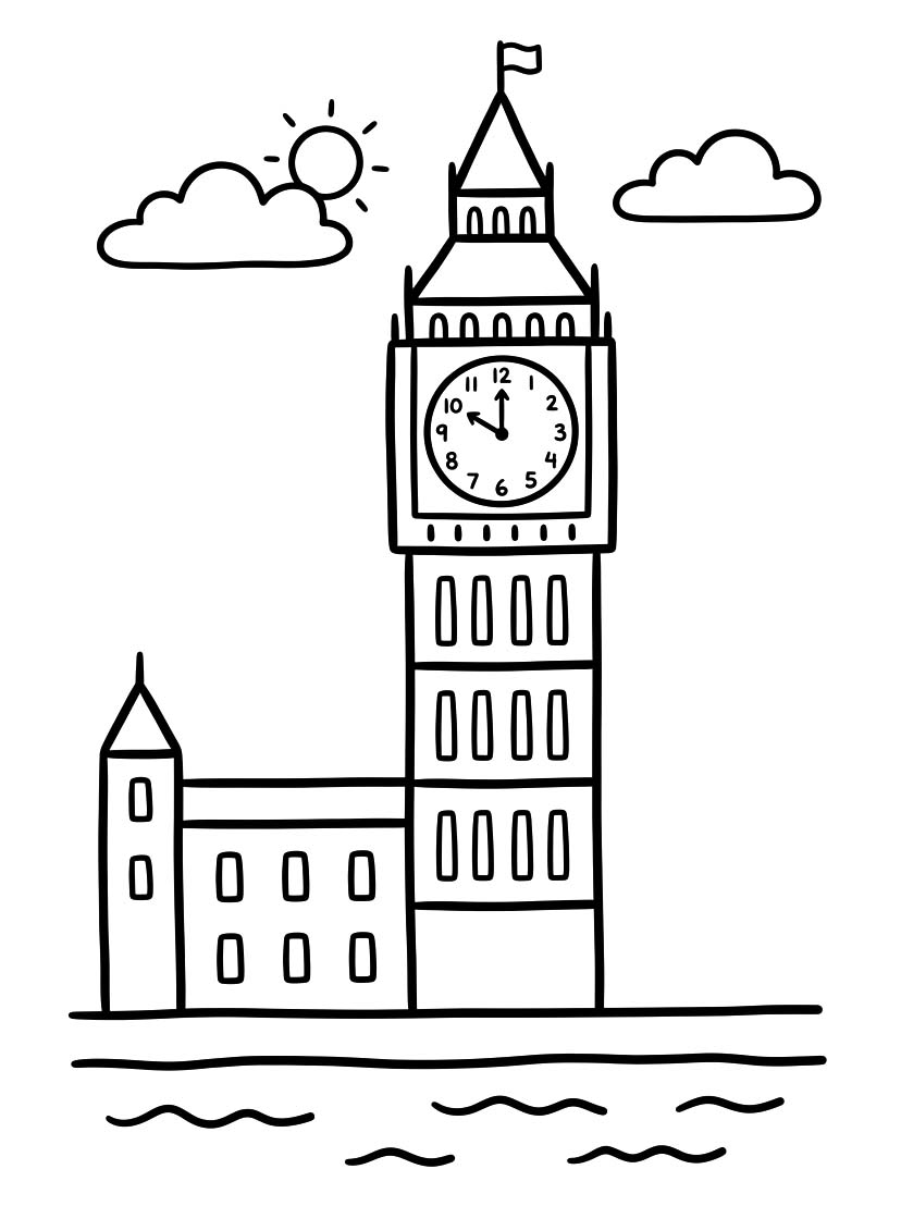 Nakreslete Big Ben omalovánka