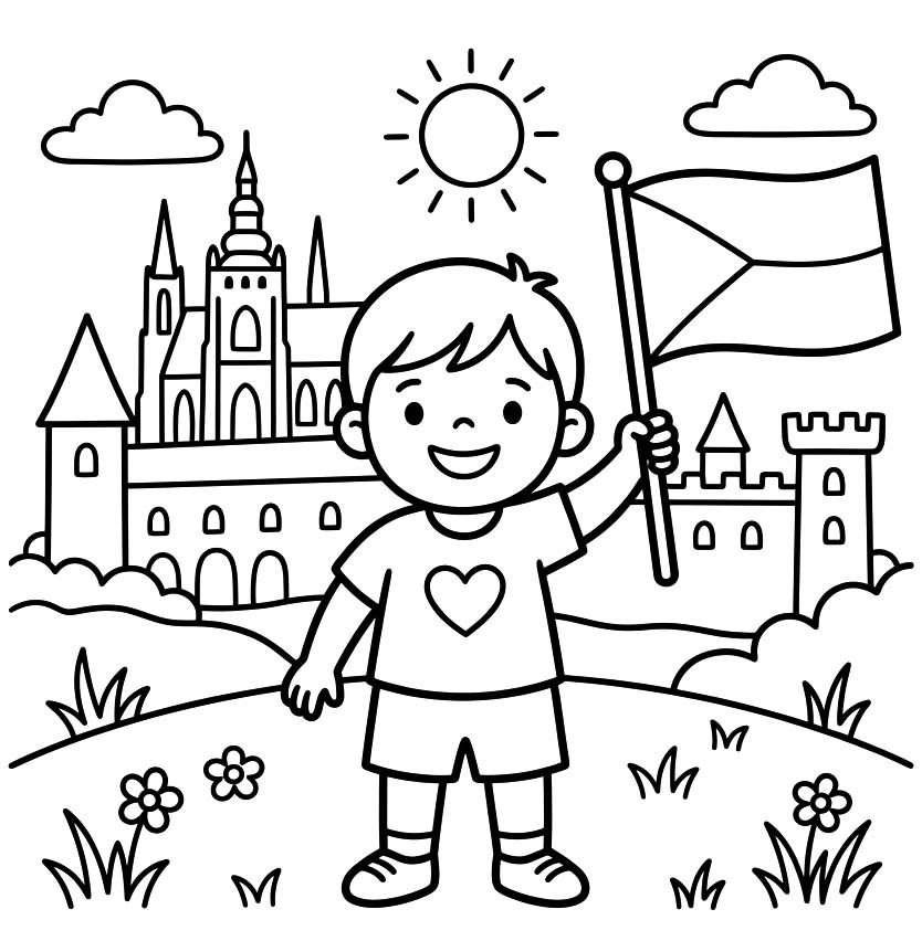Nakreslete Den české státnosti k vytisknutí zdarma omalovánka