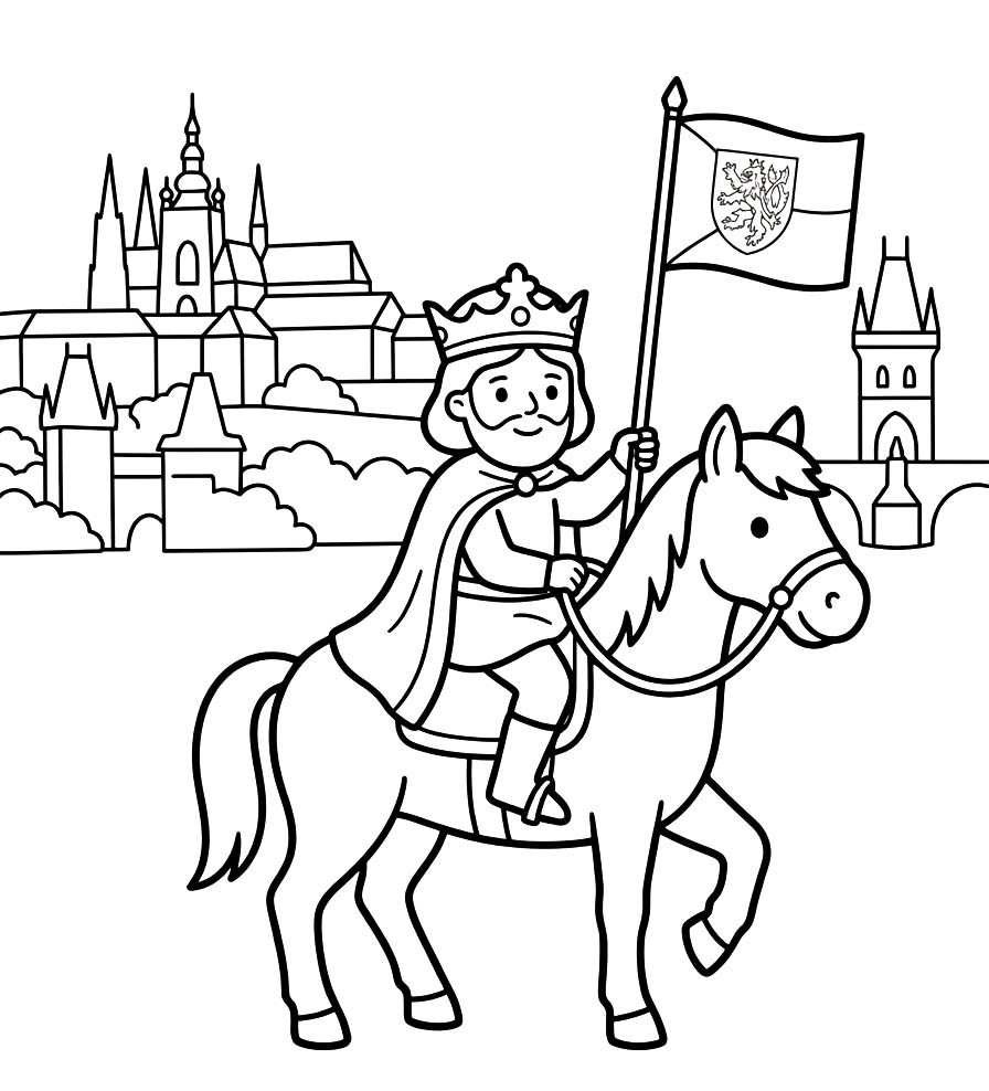 Nakreslete Den české státnosti k vytisknutí omalovánka