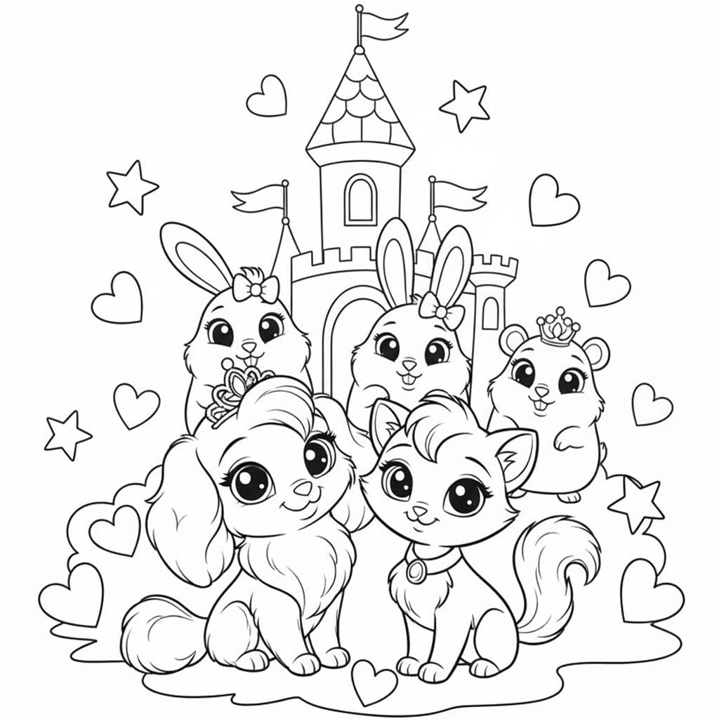 Nakreslete Palace Pets základní omalovánka
