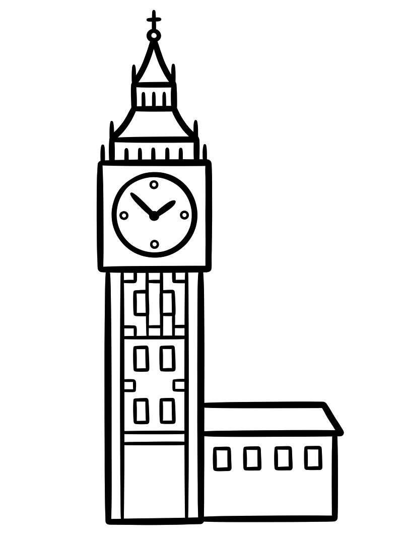 Obraz Big Ben zdarma tisknutelné omalovánka
