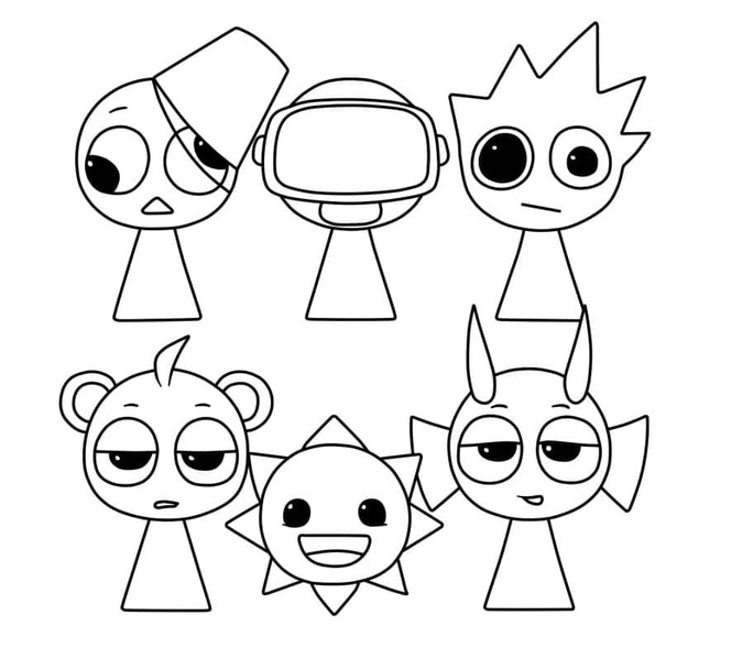 Obraz Incredibox Sprunki zdarma omalovánka