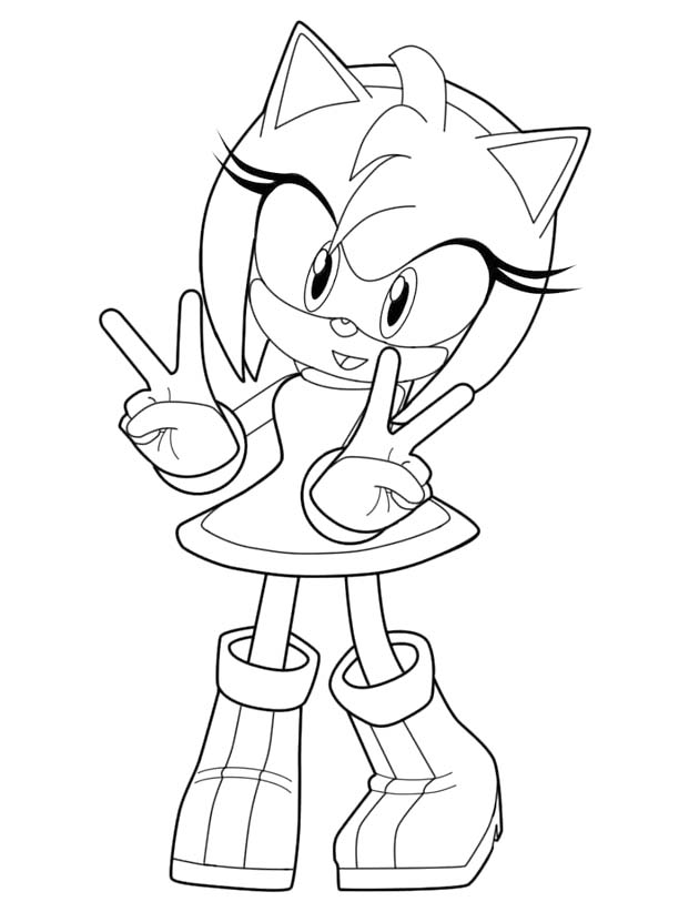Amy Rose prostý tisknutelné omalovánka
