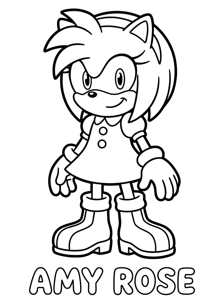 Amy Rose snadný tisknutelné omalovánka