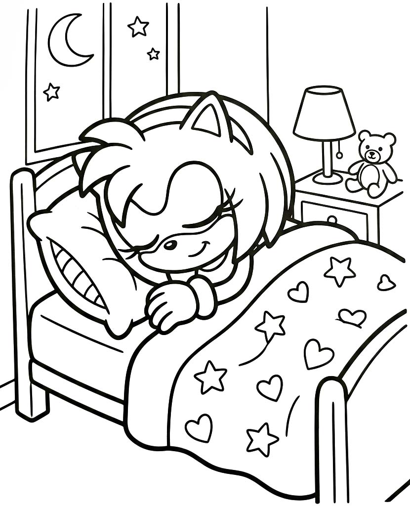 Amy Rose základní tisknutelné omalovánka
