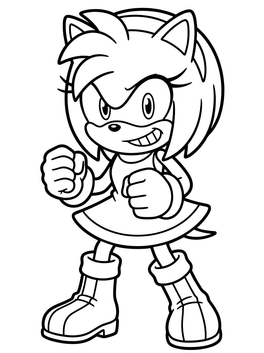 Amy Rose zdarma prostý tisknutelné omalovánka