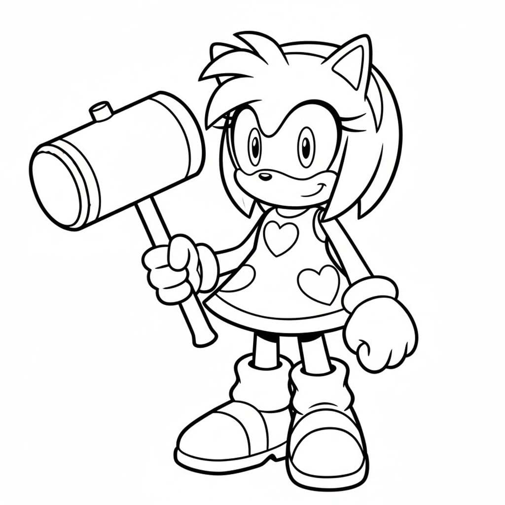 Amy Rose zdarma základní tisknutelné omalovánka