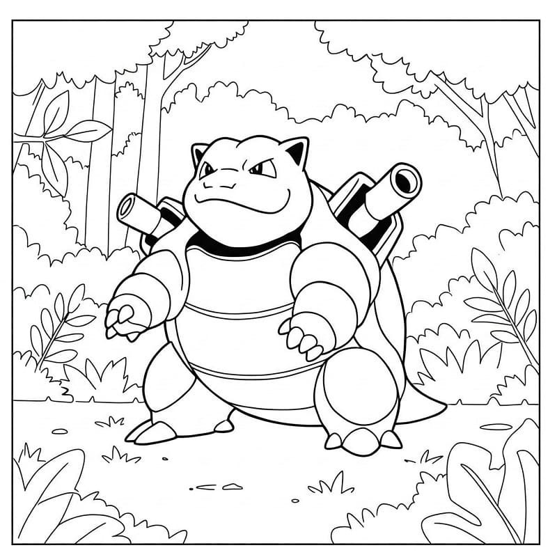 Blastoise zdarma snadný omalovánka