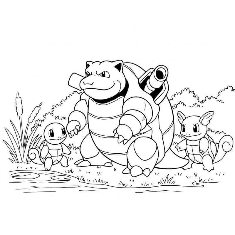 Blastoise zdarma tisknutelné pro děti omalovánka