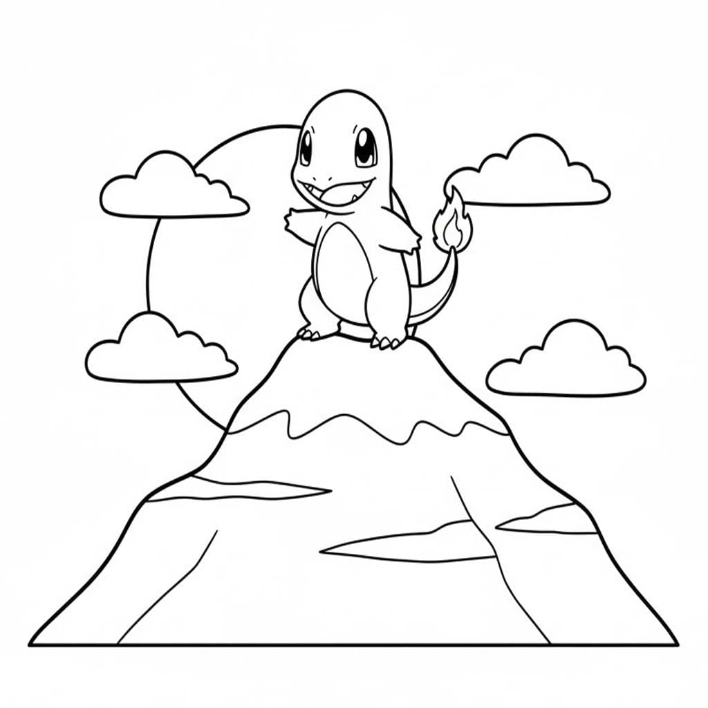 Charmander snadný tisknutelné omalovánka