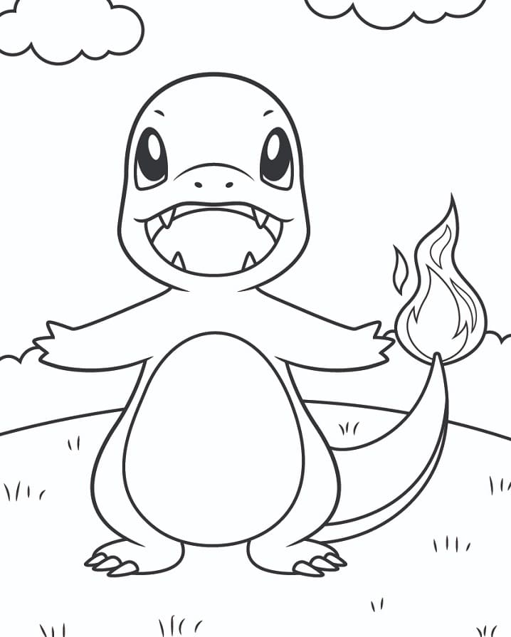 Charmander zdarma základní tisknutelné omalovánka