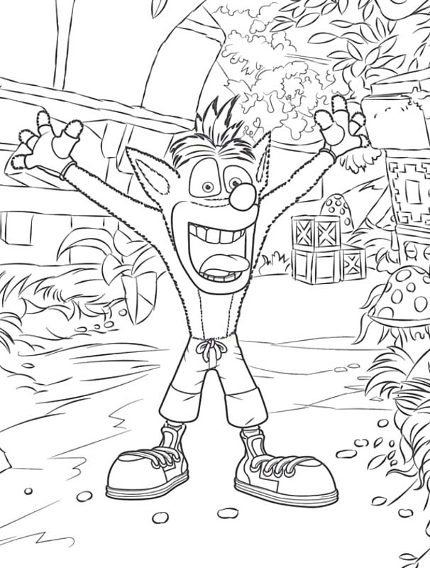Crash Bandicoot pro děti omalovánka