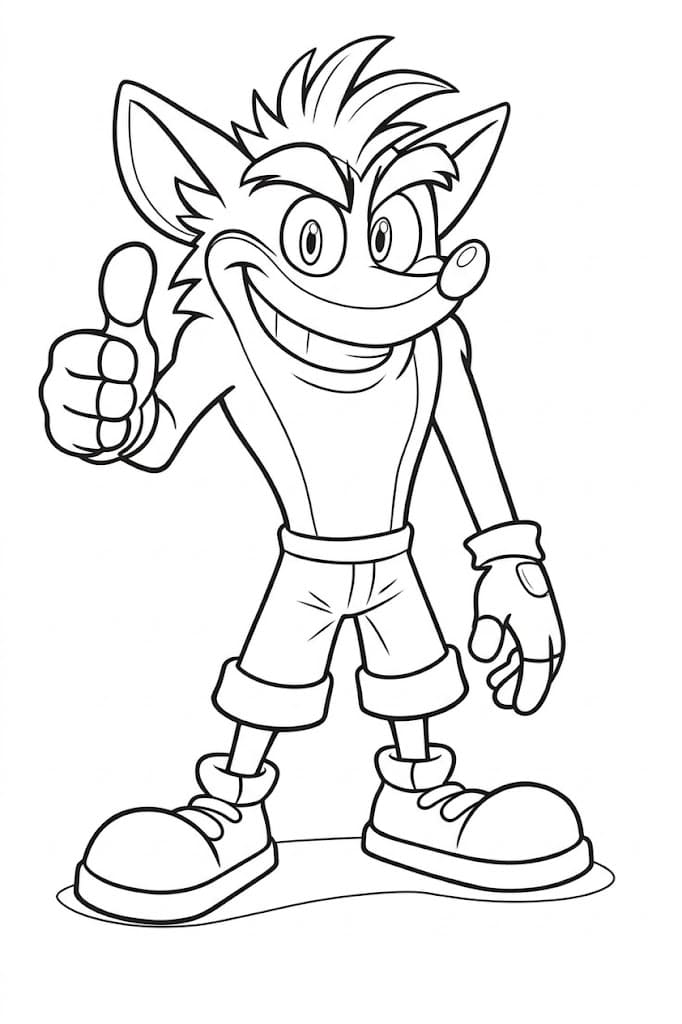 Crash Bandicoot tisknutelné pro děti omalovánka