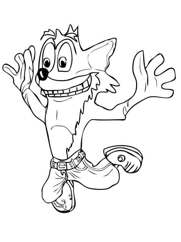 Crash Bandicoot základní tisknutelné omalovánka