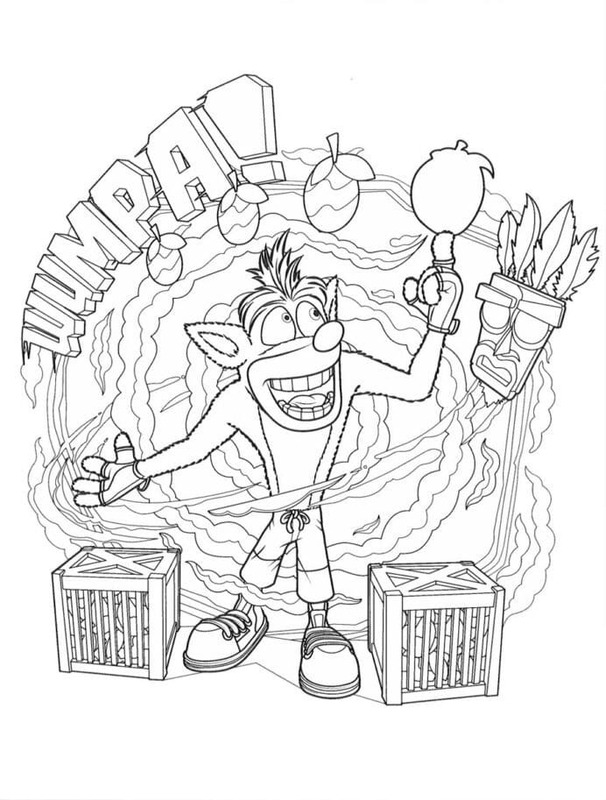 Crash Bandicoot zdarma základní tisknutelné omalovánka